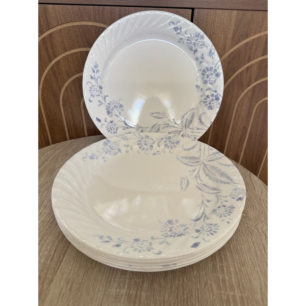 Corelle Botanique Blue Floral Set Of 7 Dinner Plates 10 1/4"